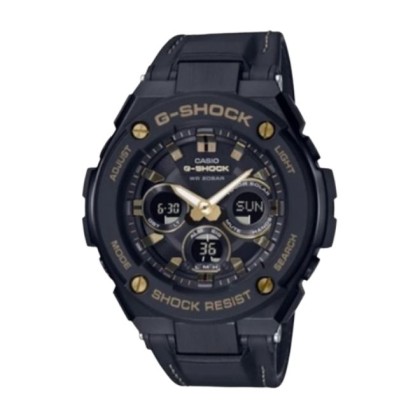 CASIO G-SHOCK GST-S300GL-1A BLACK LEATHER STRAP ANALOG-DIGITAL MEN WATCH